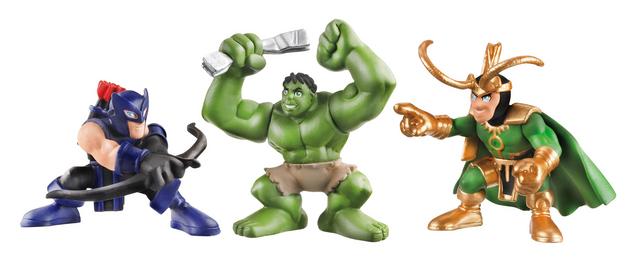 Avengers Super Hero Squad Hawkeye Hulk and Loki